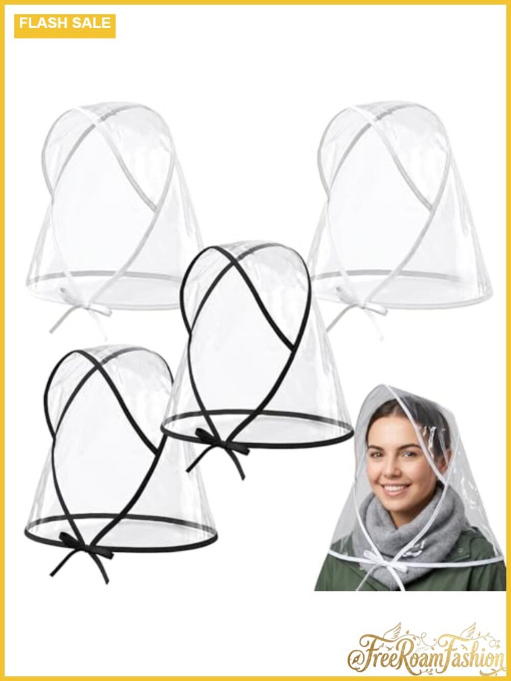 4 Pack Women's Waterproof Rain Hats with Visor & Bonnet